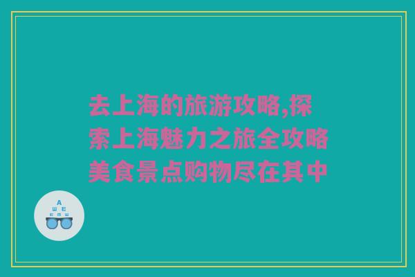 去上海的旅游攻略,探索上海魅力之旅全攻略美食景点购物尽在其中