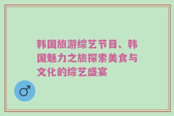韩国旅游综艺节目、韩国魅力之旅探索美食与文化的综艺盛宴